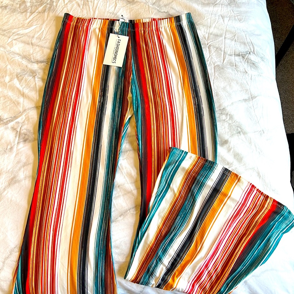 Fashionimics Striped Flare Pants Size L